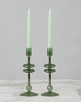 Emerald Glass Candlestick Pair, Small