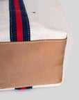 Society Canvas Tote Bag with Leather Customize: Navy Red