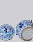 Blue and White Porcelain Double Happiness Lug Jar