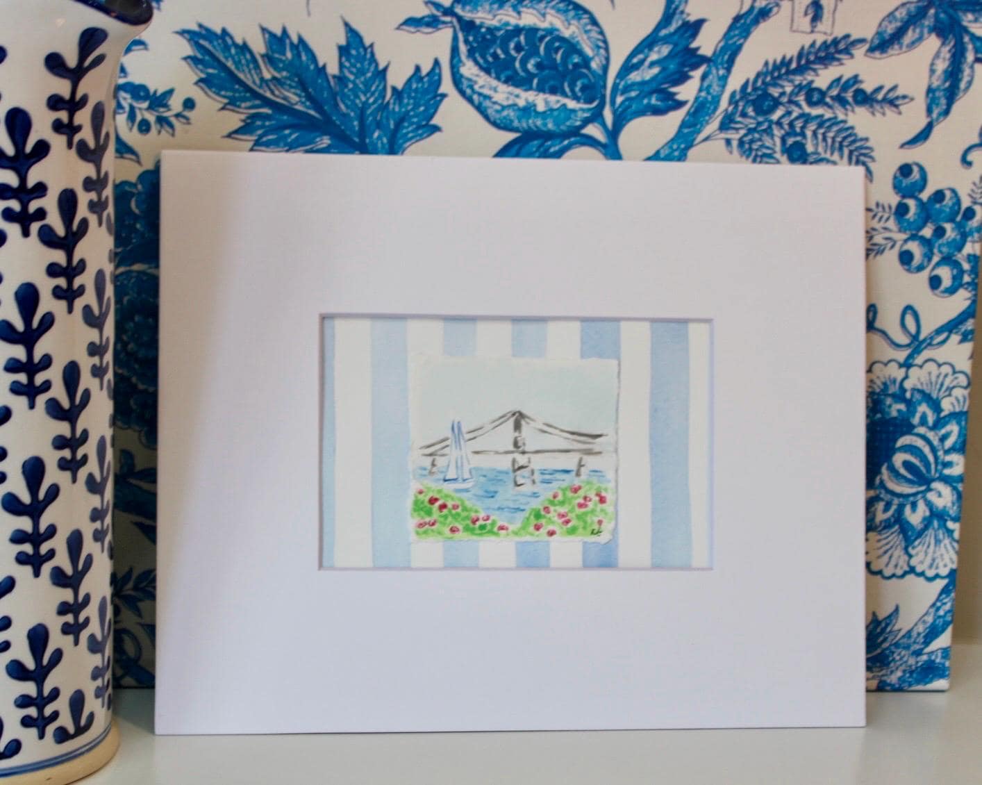 Newport, RI Watercolor Painting with 8 x 10 Frame 