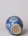 Hand Painted Floral Blue and White Porcelain Globe Vase
