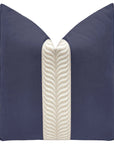 Pair of Navy Linen Covers with Trellis Trim, use 24” inserts, LDC