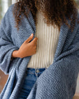 Bayside Herringbone Shawl - Midnight Navy