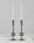 Emerald Glass Candlestick Pair, Medium