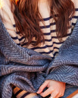 Bayside Herringbone Shawl - Midnight Navy
