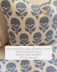 Pair of Anna French Marguerite Sky Covers, double sided and self welt, 16x20” for 18x22” inserts