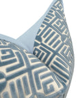 Pair of Labyrinth Velvet Euros in Blue, flange, Thibaut, use 28” inserts, LDC