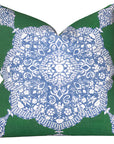 Medallion Pillow Cover in Blue and Green, Thibaut Pillows