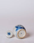 Blue and White Porcelain Mini Peony Floral Round Jar