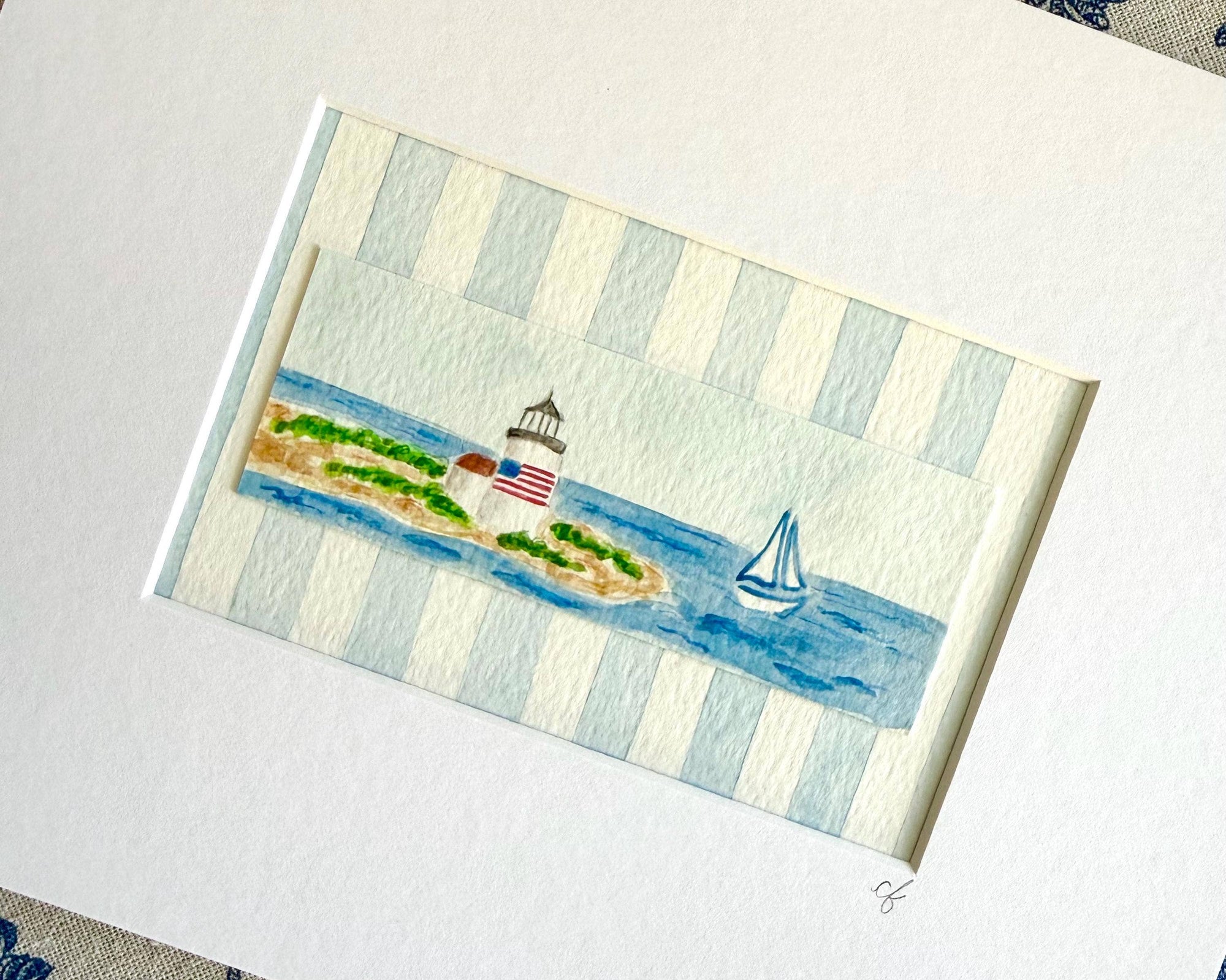 Nantucket Lighthouse Watercolor Painting