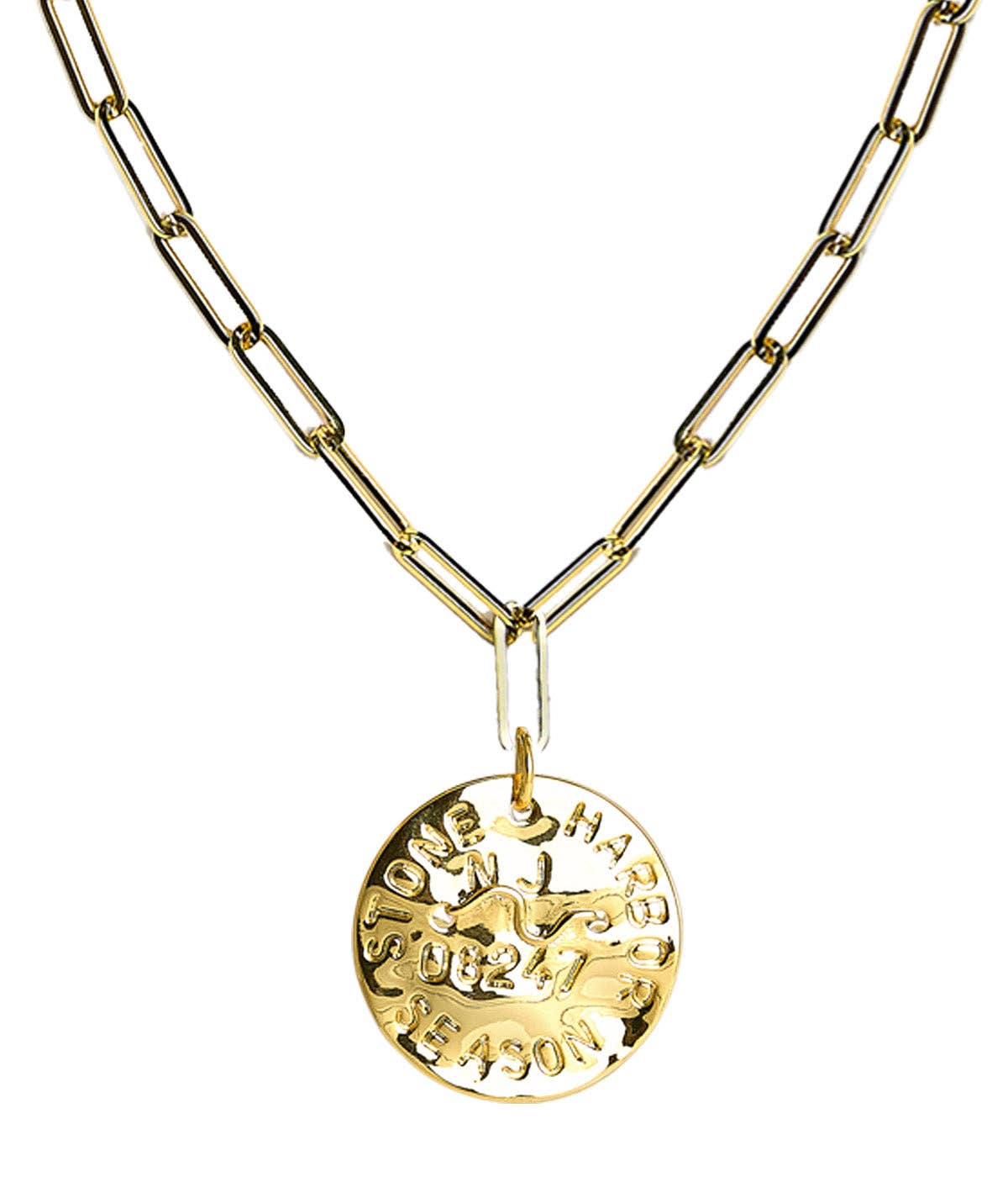 Beach Tag Charm Necklace – 18k Gold Plated - WS: Naples