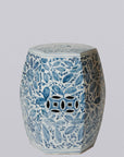 Rustic Rose Blue and White Porcelain Garden Seat