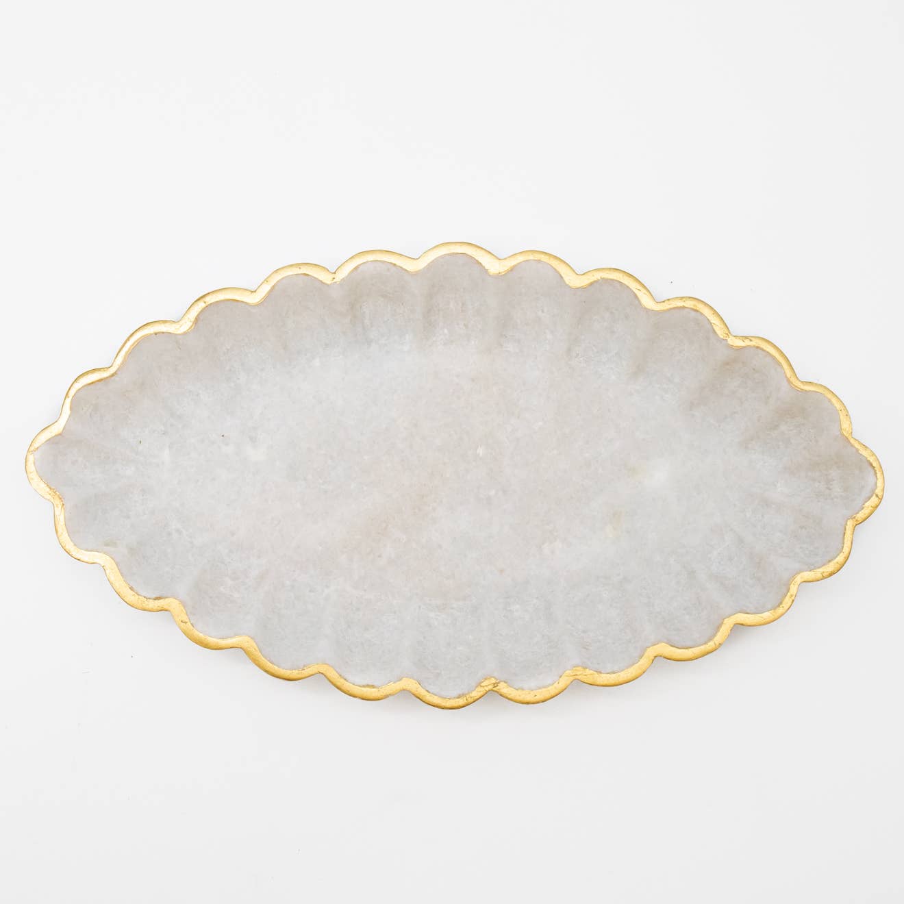 12" Oval Scalloped Marble Tray