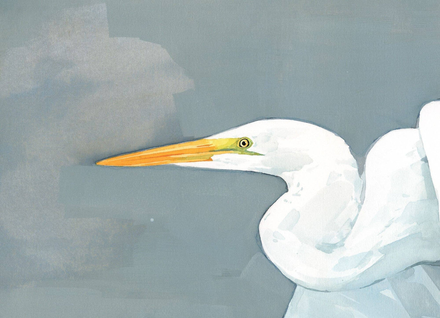 Great Egret Print, Large Bird Watercolor Painting: 16x20 (no mat)