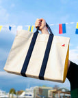Havana Color Block CanvasTote: Navy w/ Navy Anchor