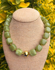 Green Cube Bead Necklace with Gold Ball
