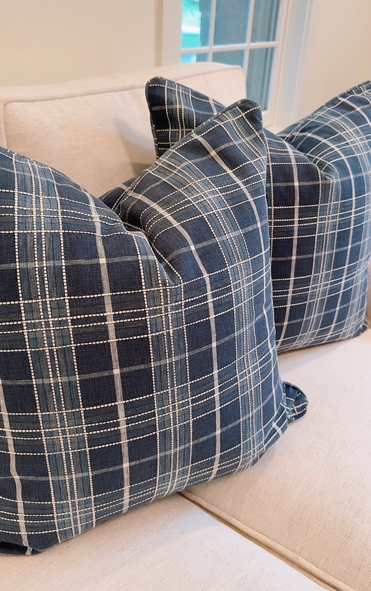 Pair of Maine Cottage Plaid Covers, 22” for 24” inserts