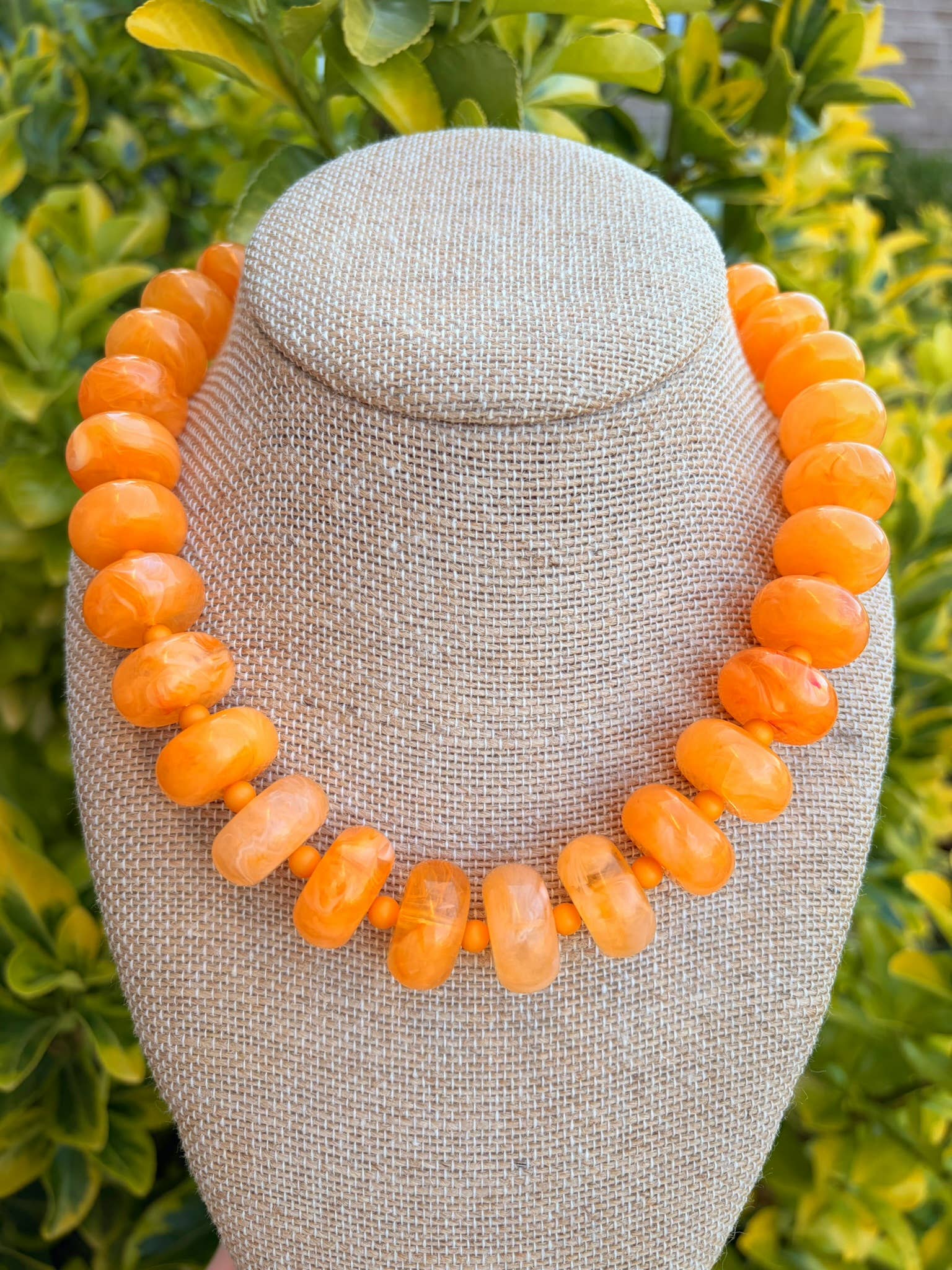 The Rory — Orange Large Rondelle Beaded Necklace 