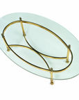 Hollywood Regency Brass and Glass Oval Coffee Table,