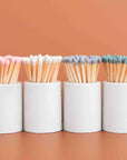 White Round Vessel with Baby Pink Matchsticks