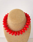 The Rory — Bright Red Large Rondelle Beaded Necklace