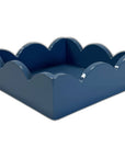 Lacquered Scalloped Napkin Holder | Navy Blue