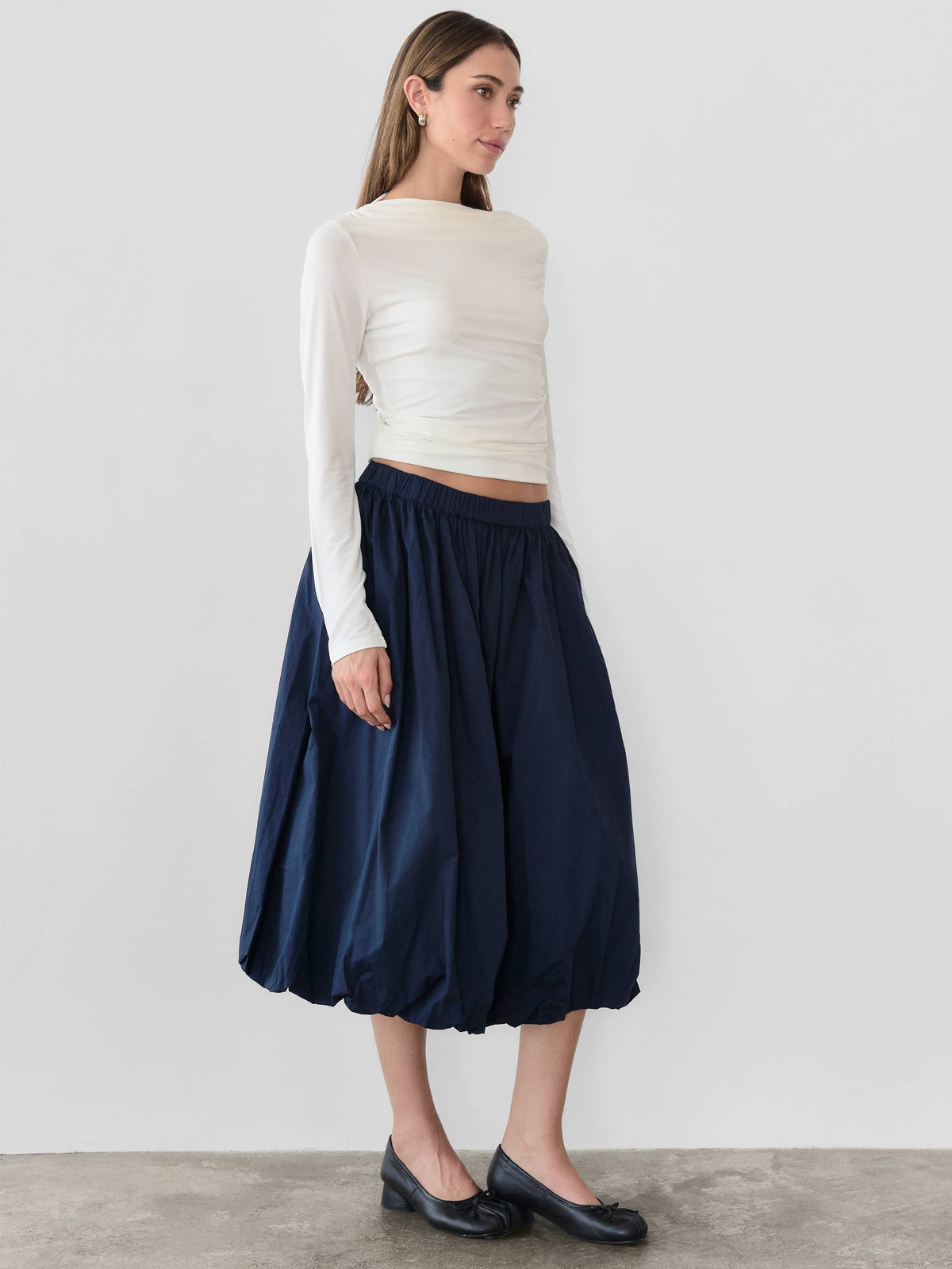 The Bella Skirt | Midi Bubble Skirt: NAVY