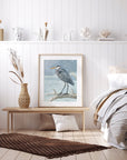 Great Blue Heron on Branch Watercolor Painting: 8x10 (11x14 mat)
