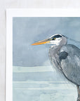 Great Blue Heron on Branch Watercolor Painting: 8x10 (11x14 mat)