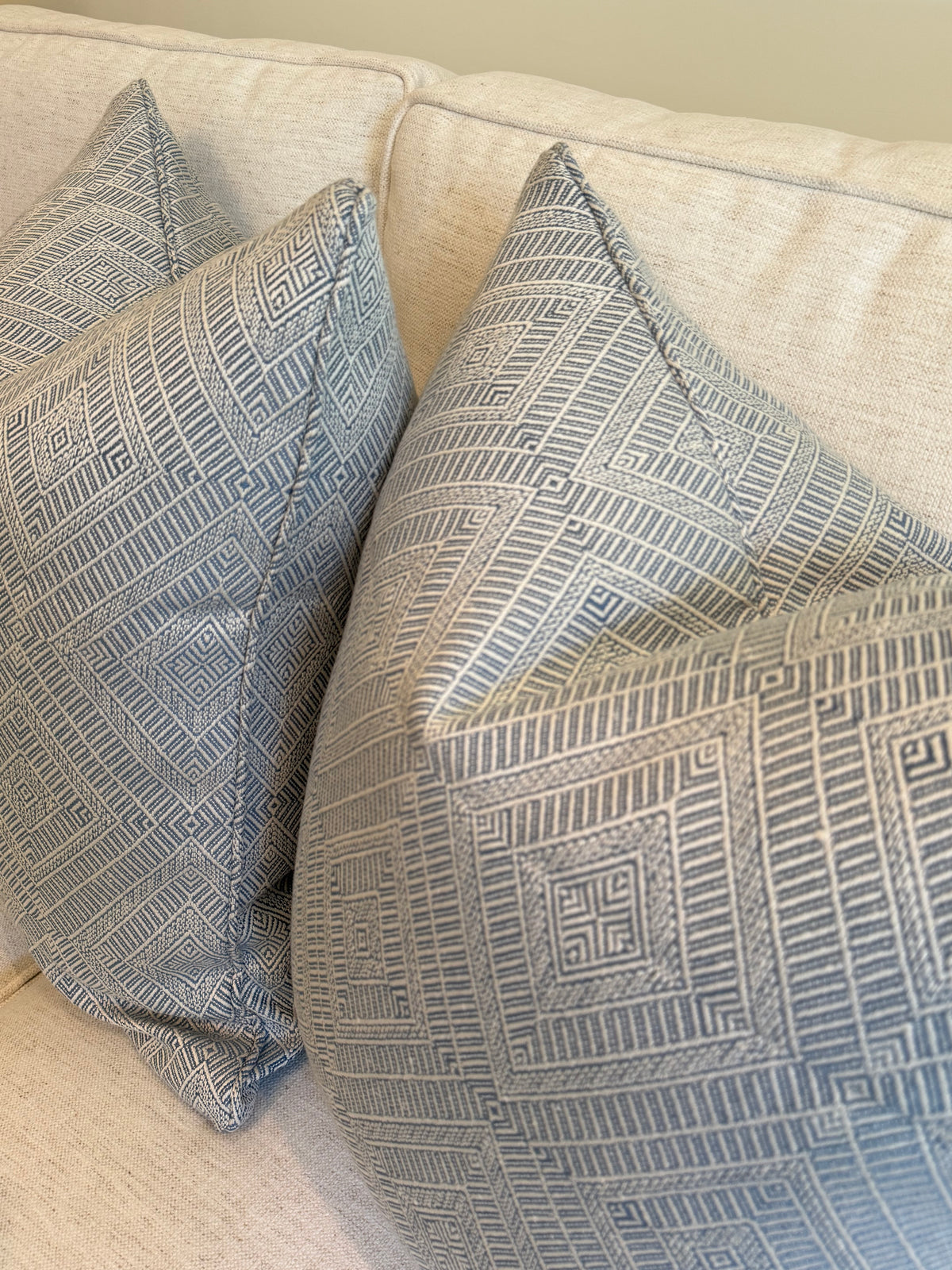 Pair of Schumacher Tortola Covers, 22” for 24” inserts