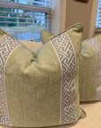 Pair of Leaf Green Covers, double sided with self welt and double tape, 22” for 24” inserts