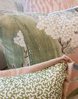 Green Coral with Blush Flange Lumbars: Pair with inserts, ft. Cowtan & Tout