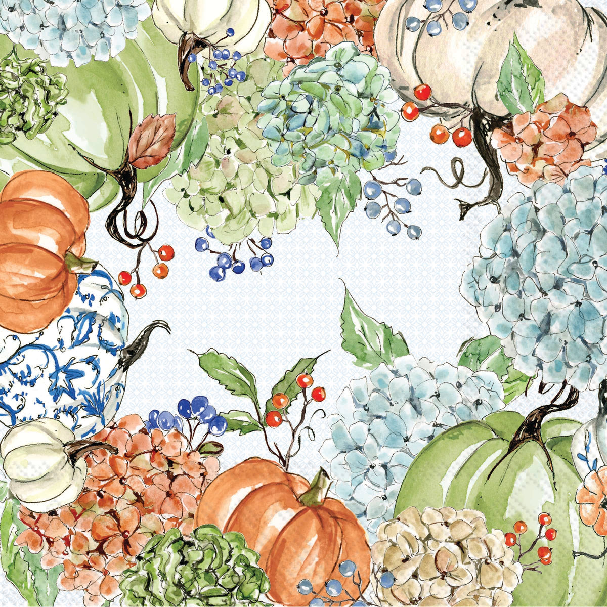 Fall Hydrangea Allover Paper Lunch Napkin 20 ct Rosanne Beck