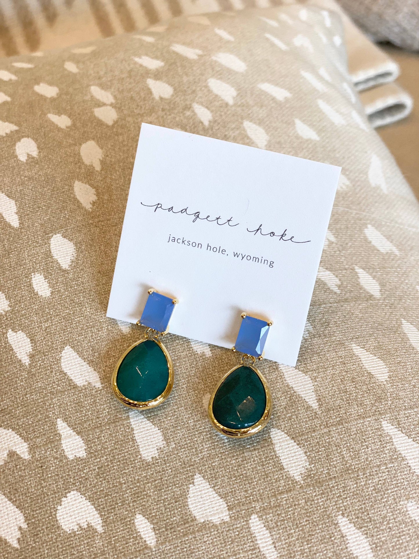 Periwinkle and Emerald Green Earrings
