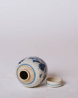 Blue and White Porcelain Mini Peony Floral Round Jar