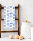 Toile Blue Pumpkins Towel - Chinoiserie Fall Tea Towel