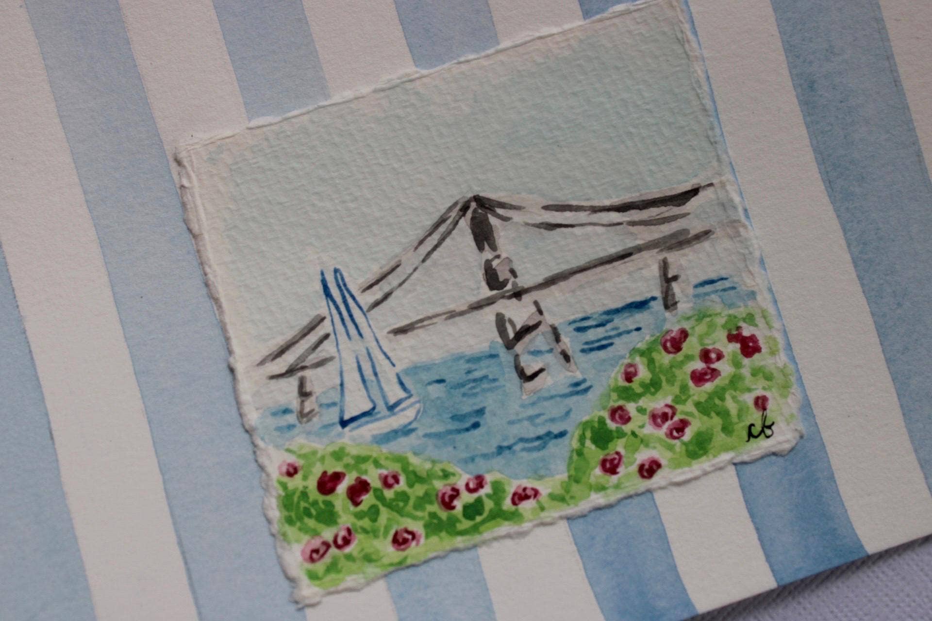 Newport, RI Watercolor Painting with 8 x 10 Frame 