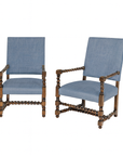 Coming Soon: Newly Reupholstered French Louis XIII Pair of French Twist Fireside Chairs, ft. Crypton Fabric