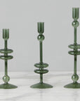 Emerald Glass Candlestick Pair, Large