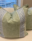 Pair of Leaf Green Covers, double sided with self welt and double tape, 22” for 24” inserts
