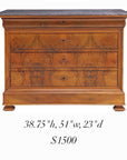Antique French Louis Philippe, Marble Top, Walnut Commode, Shipping TBD