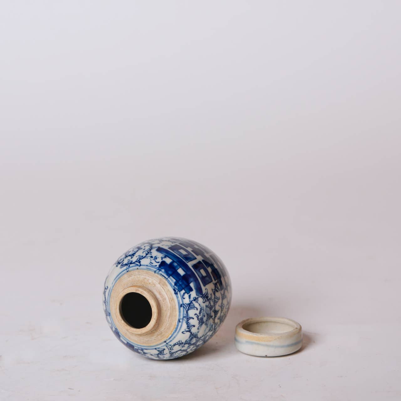 Blue and White Porcelain Mini Double Happiness Round Jar