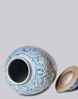 Blue and White Rustic Rose Porcelain Lidded Jar