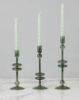 Emerald Glass Candlestick Pair, Large