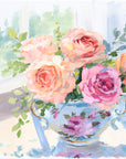 Roses in sugar bowl (No. 502) - 8 x 10 acrylic painting on canvas