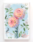 Best Buds: two peach dahlias in crystal vase (No. 503) - 5 x 7 acrylic painting on canvas