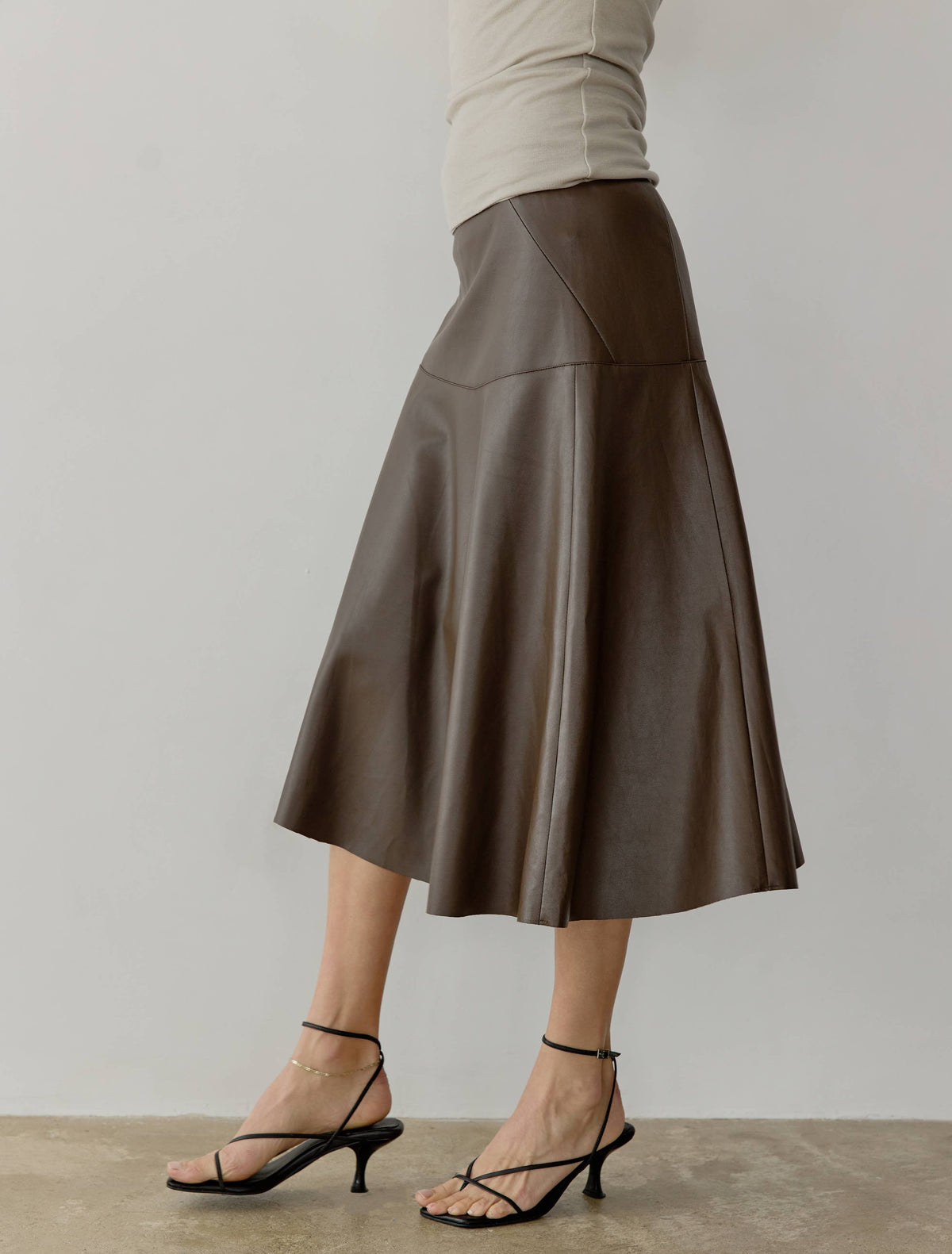 The Issa Skirt | Asymmetrical Faux Leather SKirt: BROWN