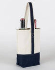 Double Bottle Canvas Wine Gift Host Bag: Navy