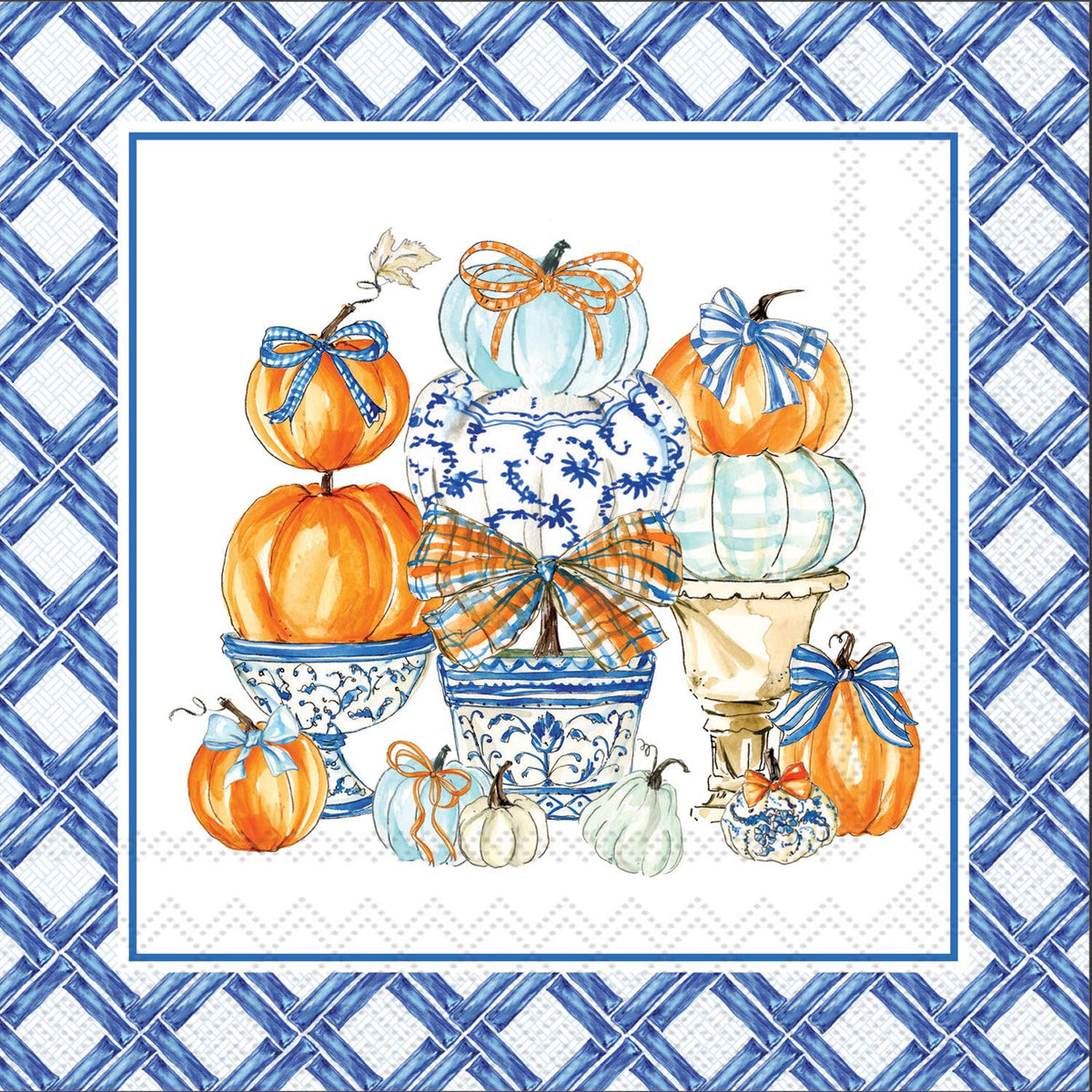 Chinoiserie Pumpkin Topiary Cocktail Napkins 20 ct