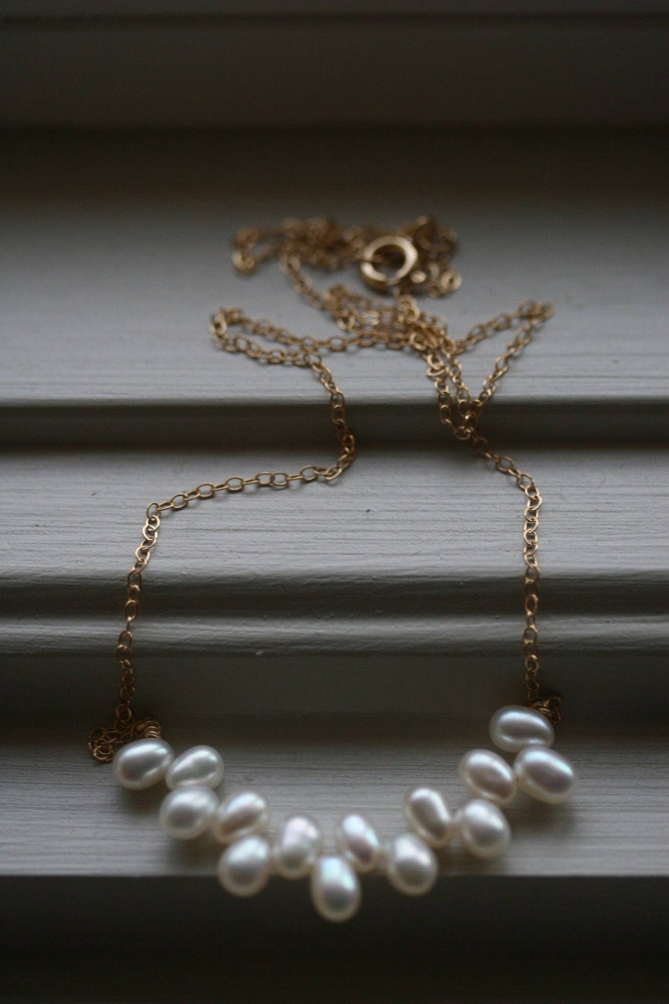 Vineyard Pearl Necklace: Gold pearl necklace